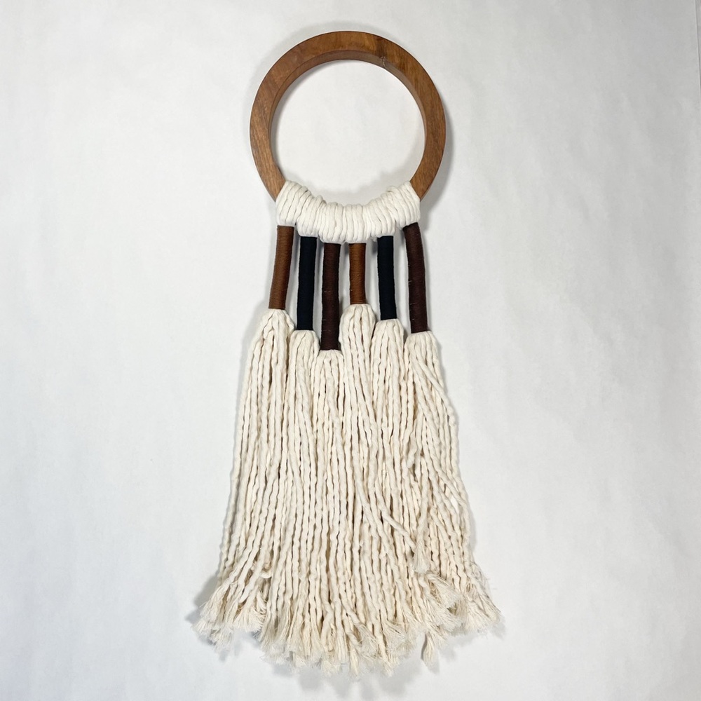 Wood and Cream Macrame Wall Hanging Made in Tulum